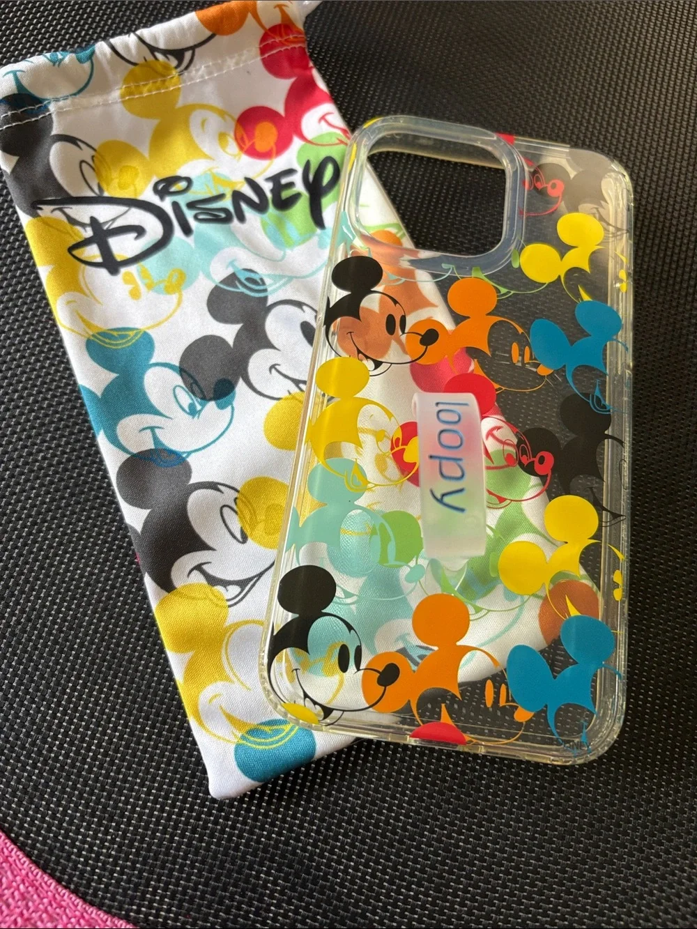 Loopy Disney Colorful Mickey Mouse Clear Phone Case with Loop Stand